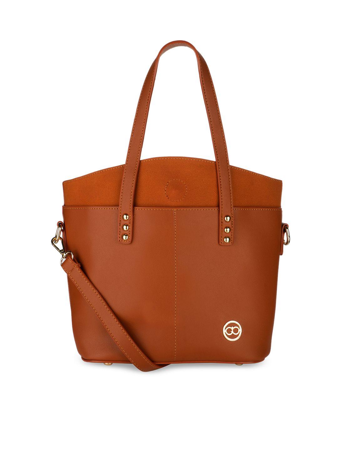gio collection tan brown solid shoulder bag