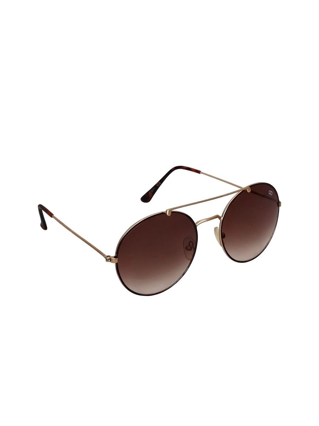 gio collection unisex brown lens & gold-toned round sunglasses ir5071c.2gdb-brown