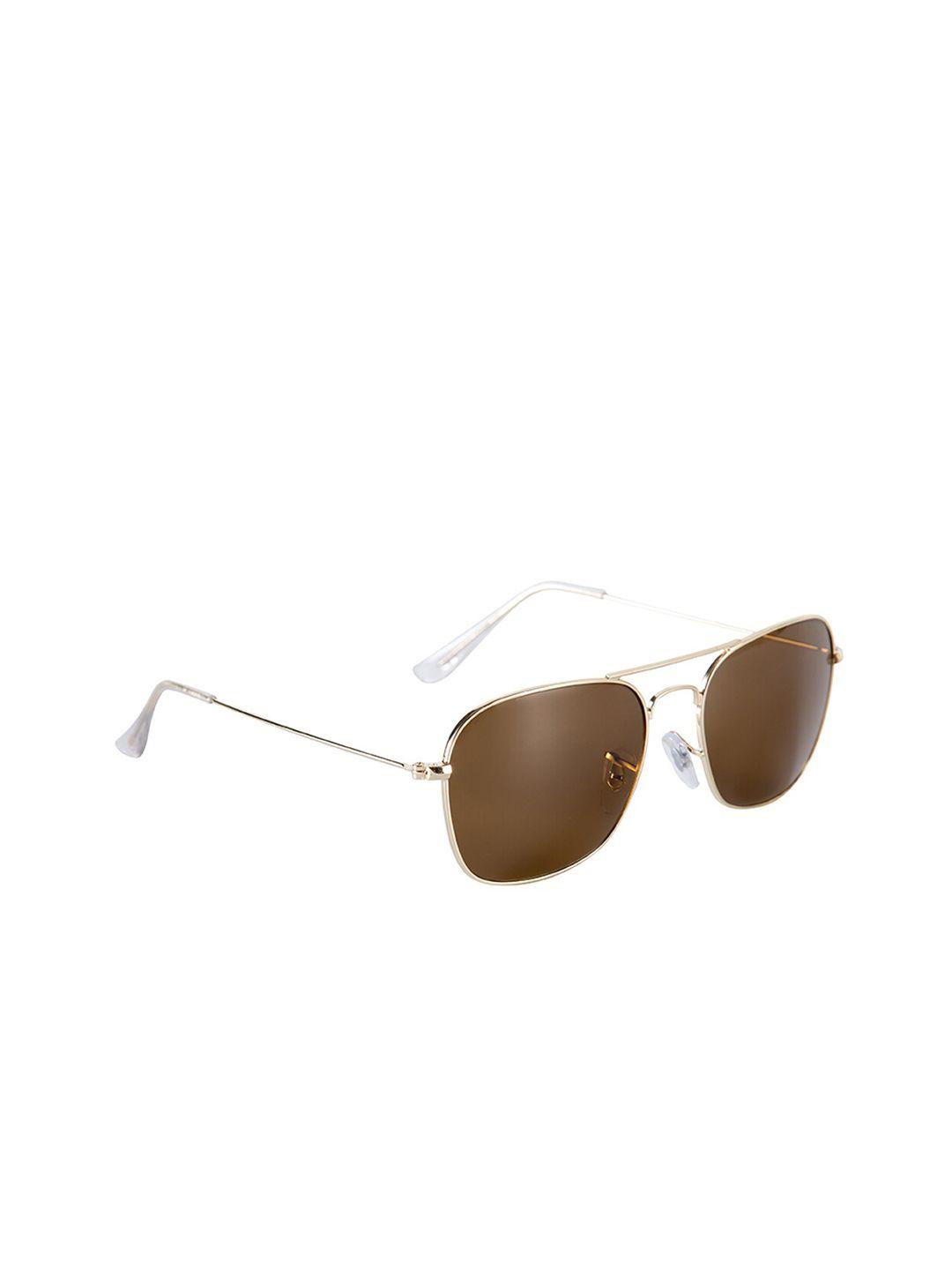 gio collection unisex brown lens & gold-toned square sunglasses gm3136c03