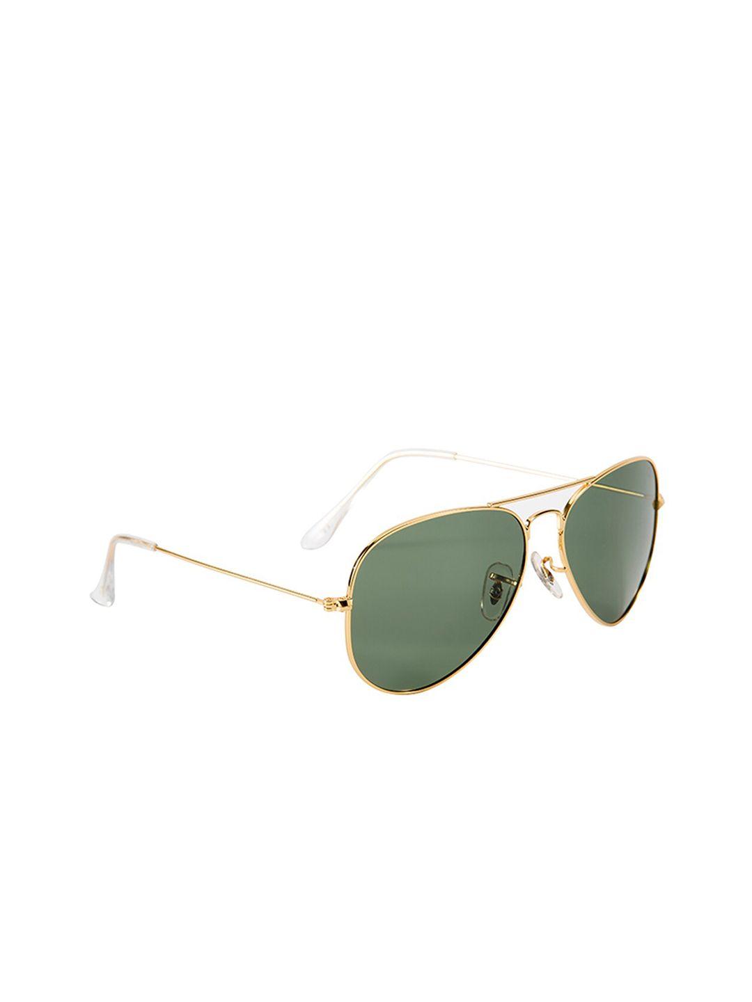 gio collection unisex green lens & gold-toned aviator sunglasses polarised lens gm3025c01