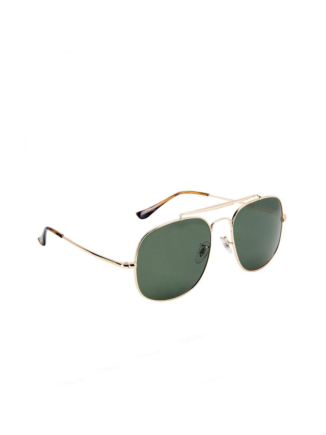 gio collection unisex green lens & gold-toned square sunglasses - gm10122c01-green