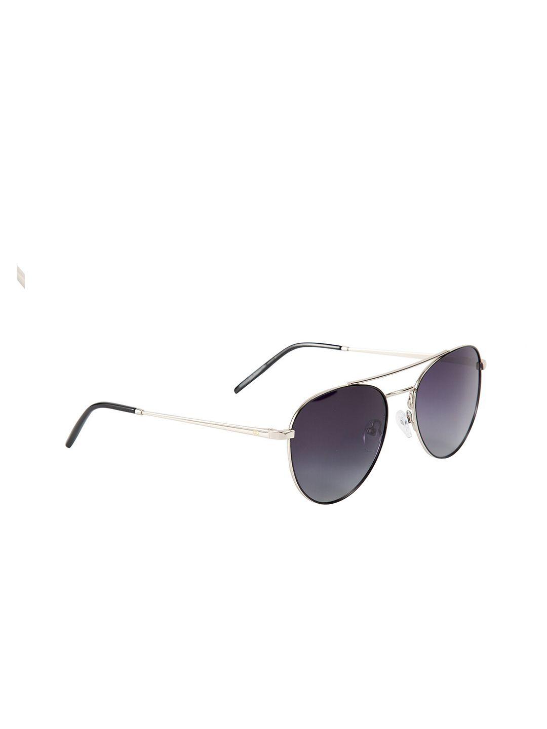 gio collection unisex grey lens & silver-toned full rim aviator sunglasses gm10111c01