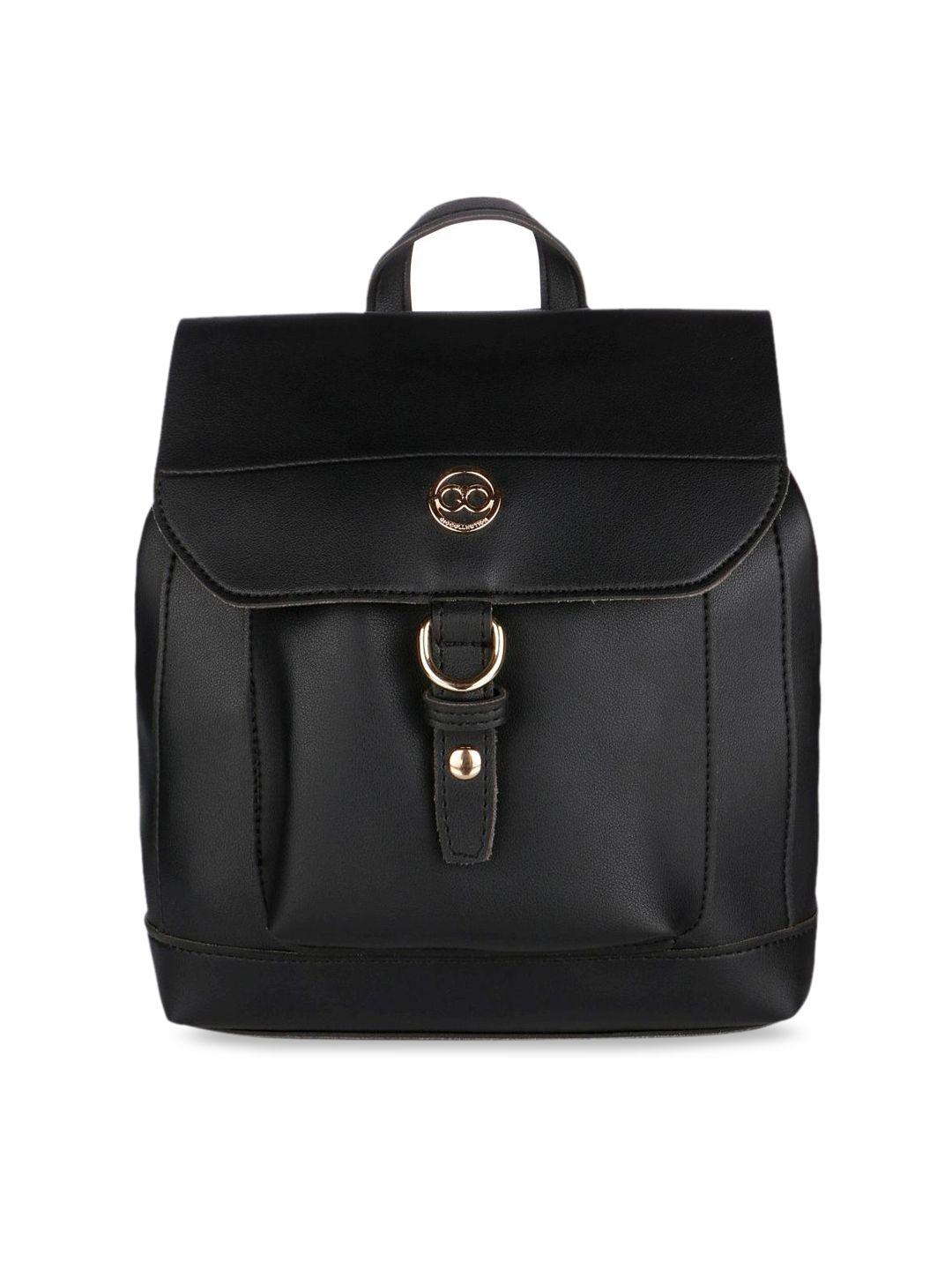gio collection women black & beige solid backpack
