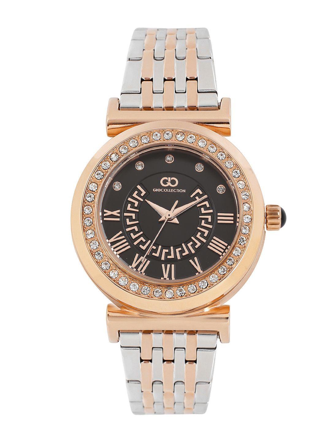 gio collection women black embellished analogue watch g2020-77