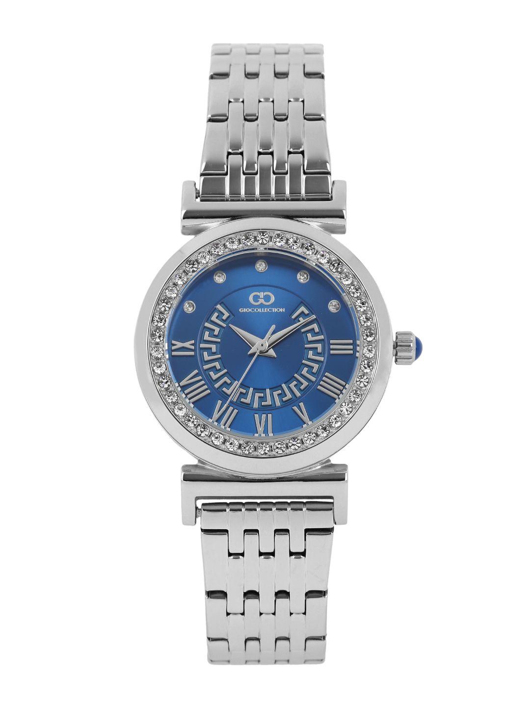 gio collection women blue embellished analogue watch g2020-22