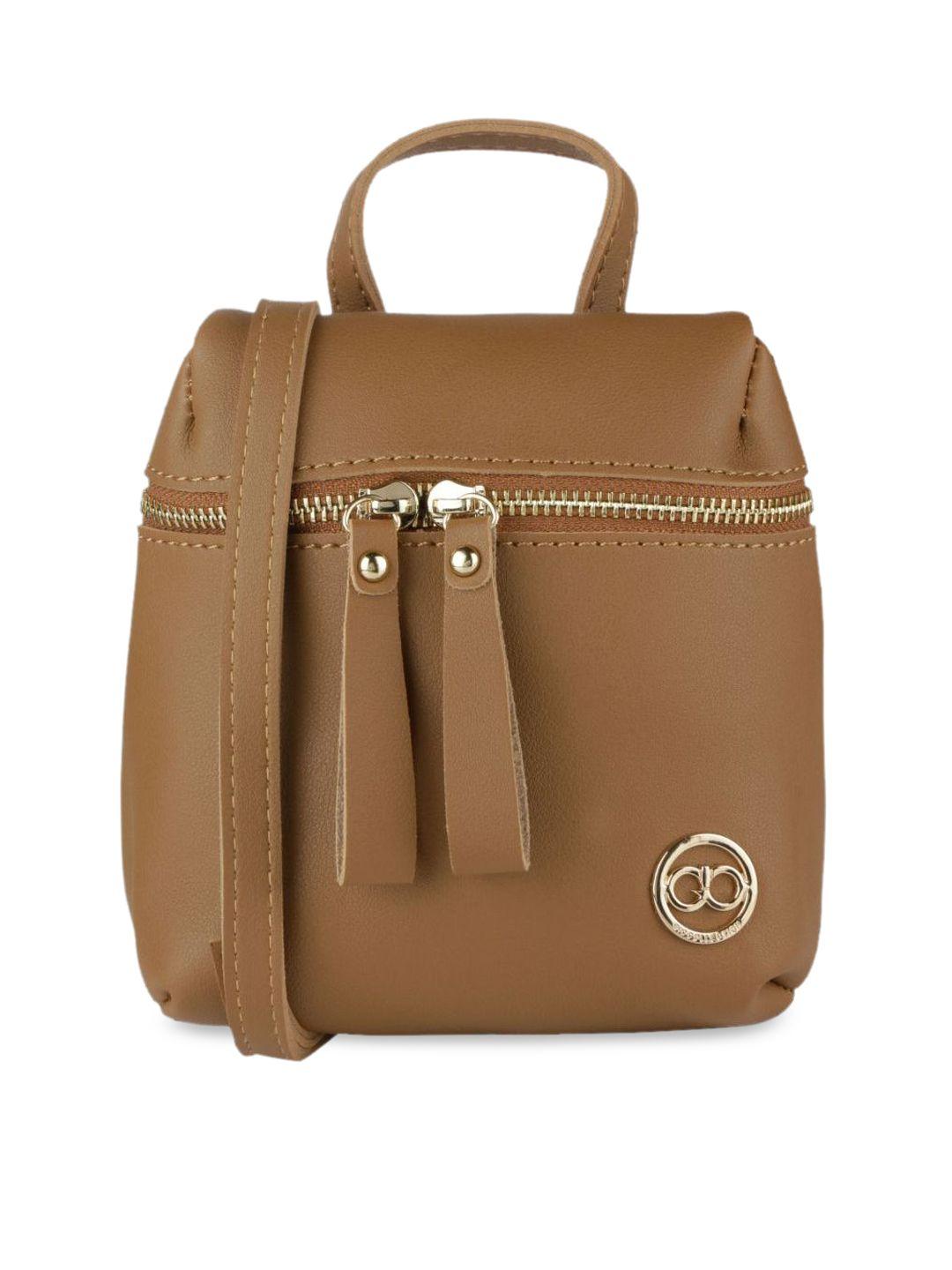 gio collection women brown solid backpack