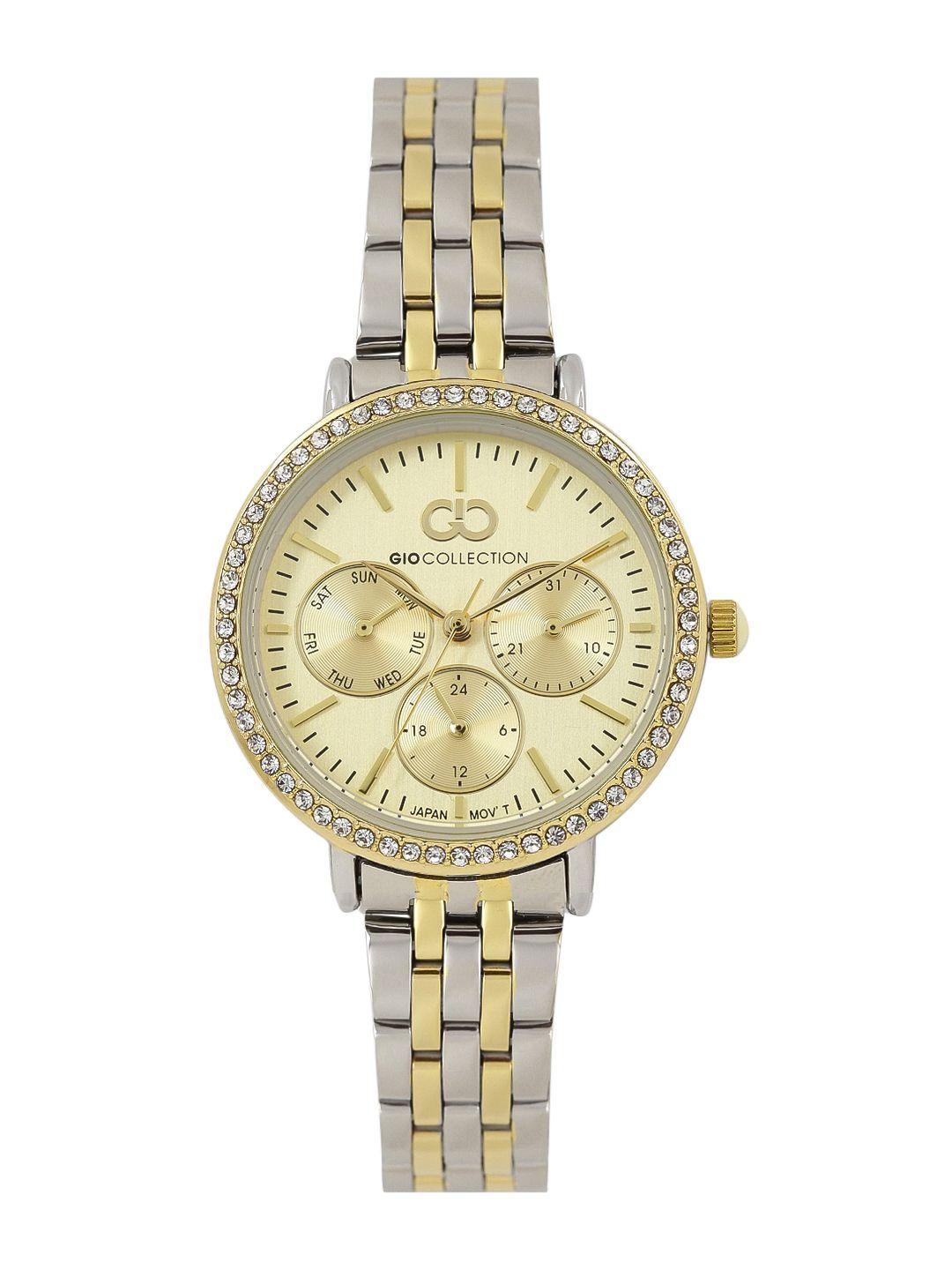 gio collection women gold-toned multifunction analogue watch g2034-22