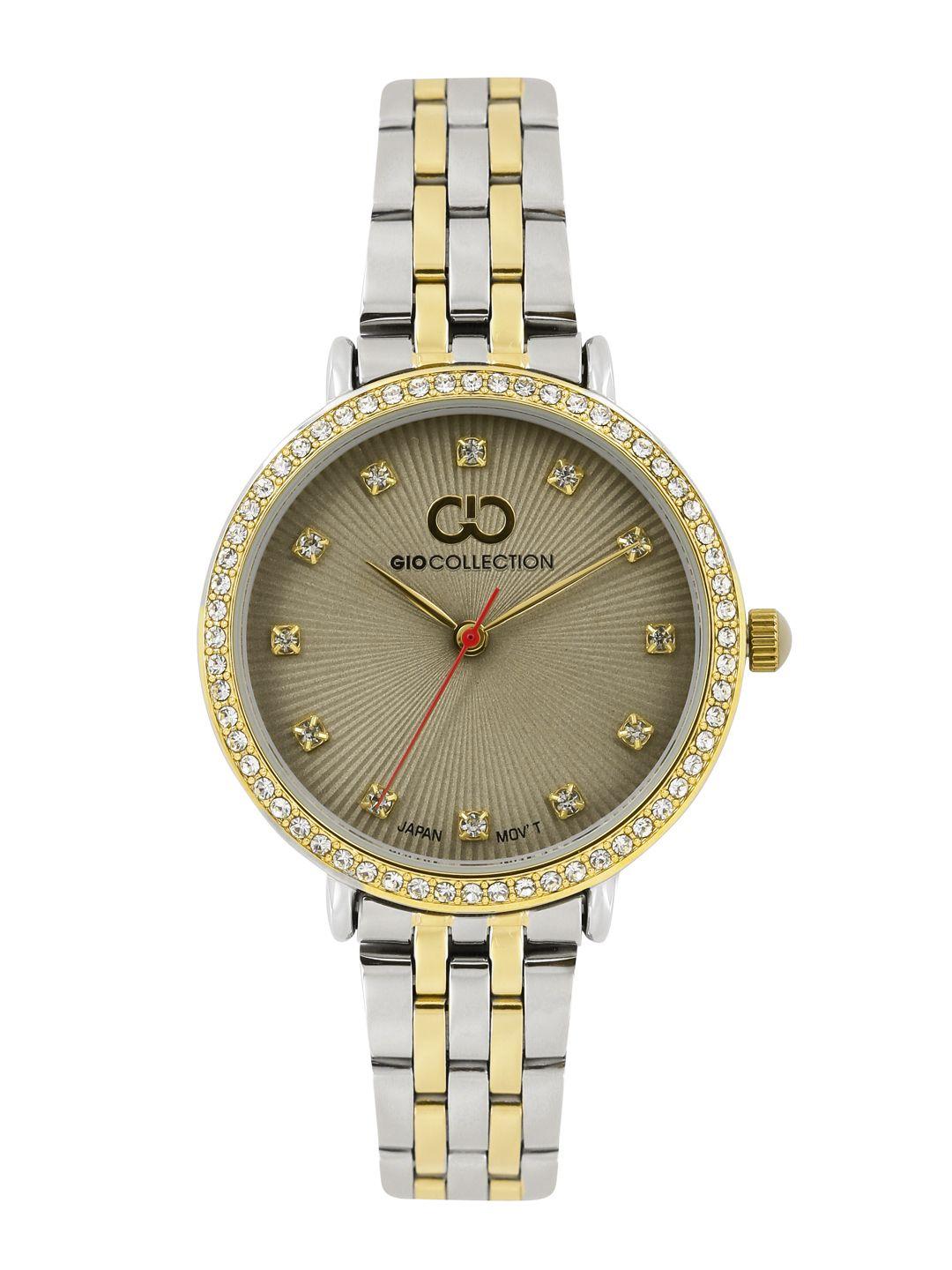 gio collection women gunmetal-toned analogue watch g2035-22