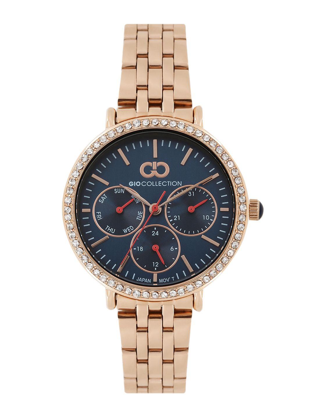 gio collection women navy multifunction analogue watch g2034-55