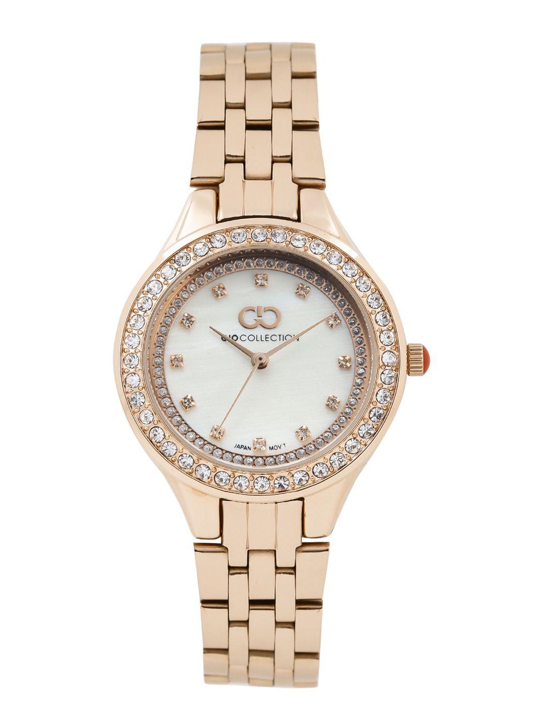 gio collection women off-white embellished analogue watch g2031