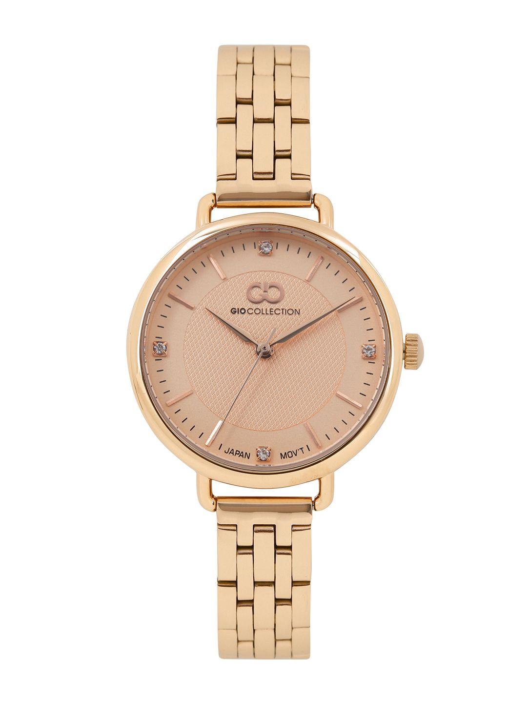 gio collection women rose gold-toned analogue watch g2038