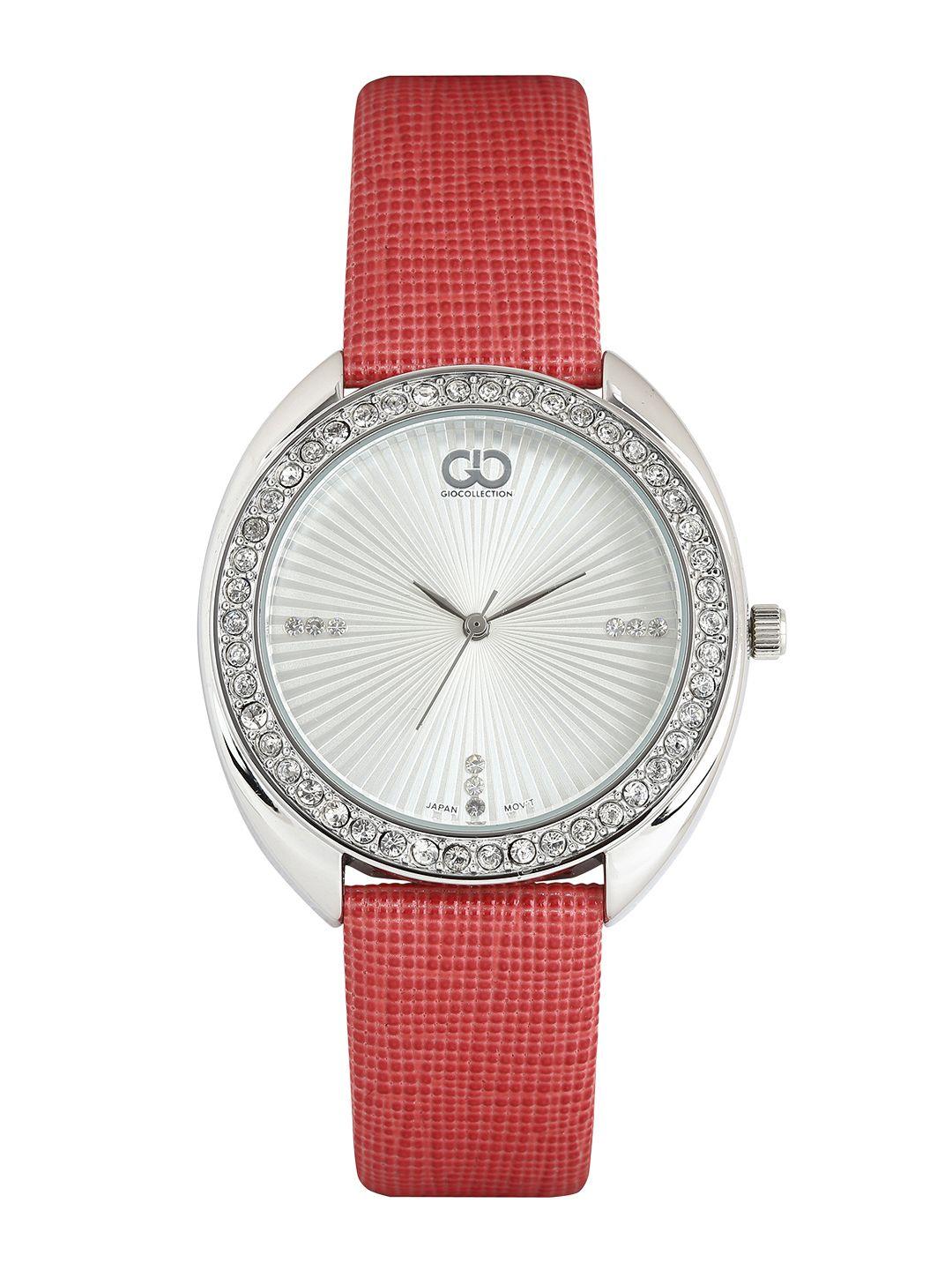 gio collection women silver-toned dial watch g0050-02