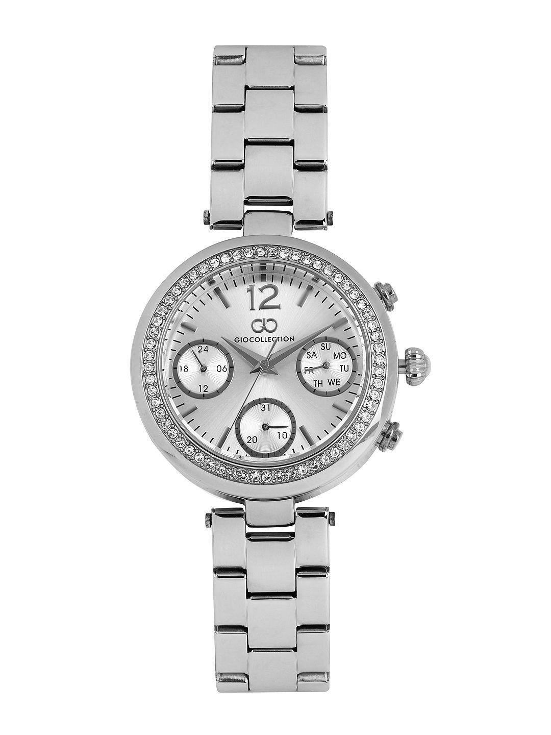 gio collection women silver-toned dial watch g2005-11