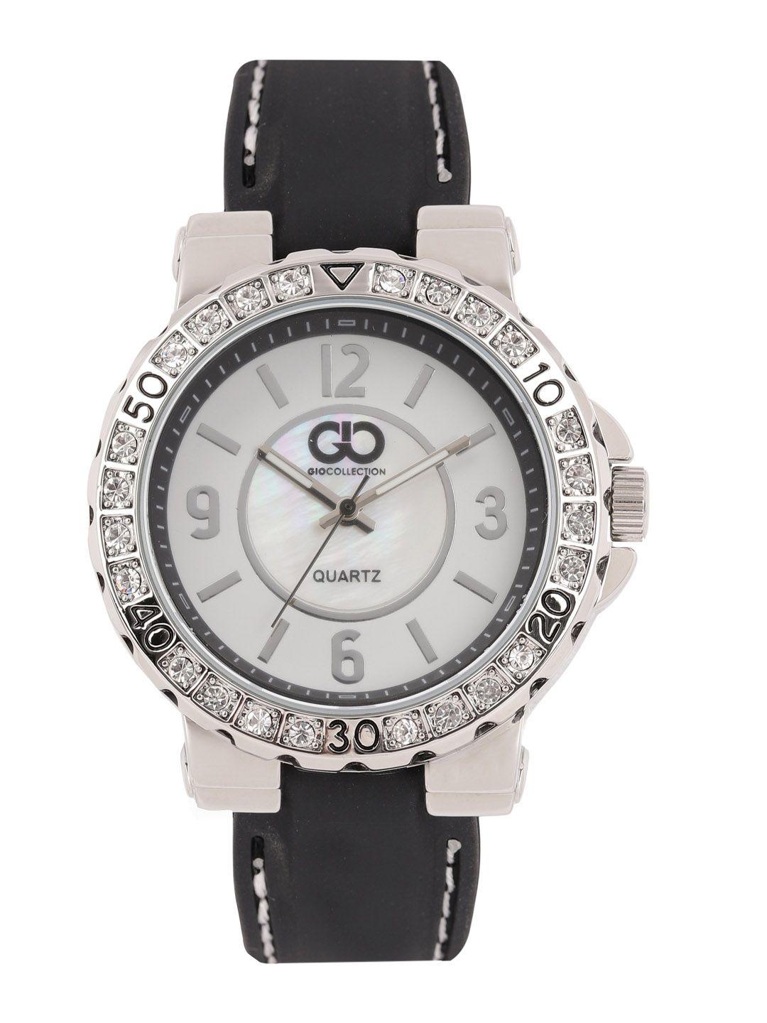 gio collection women white & black analogue watch gled-2031ax