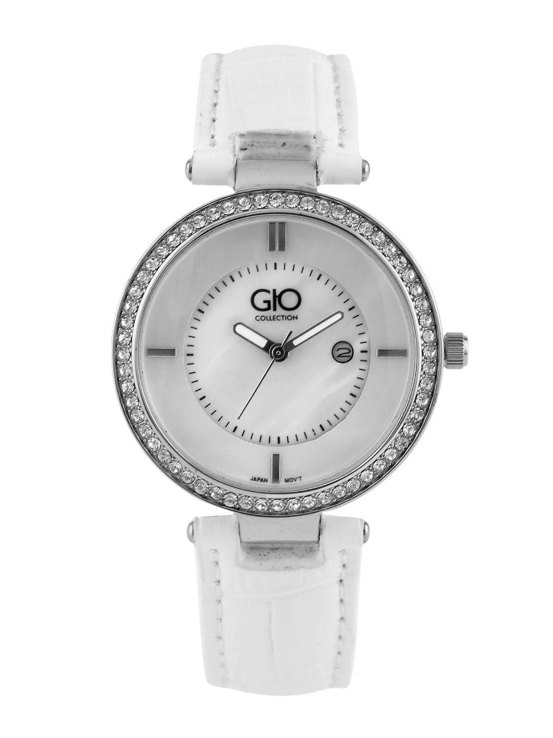 gio collection women white dial watch g0033-01