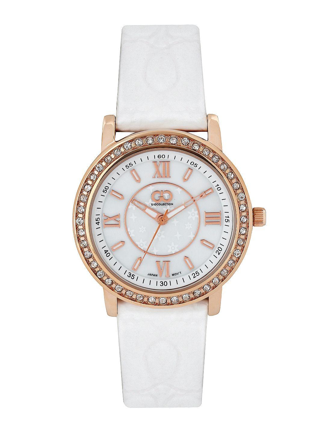 gio collection women white dial watch g0064-04