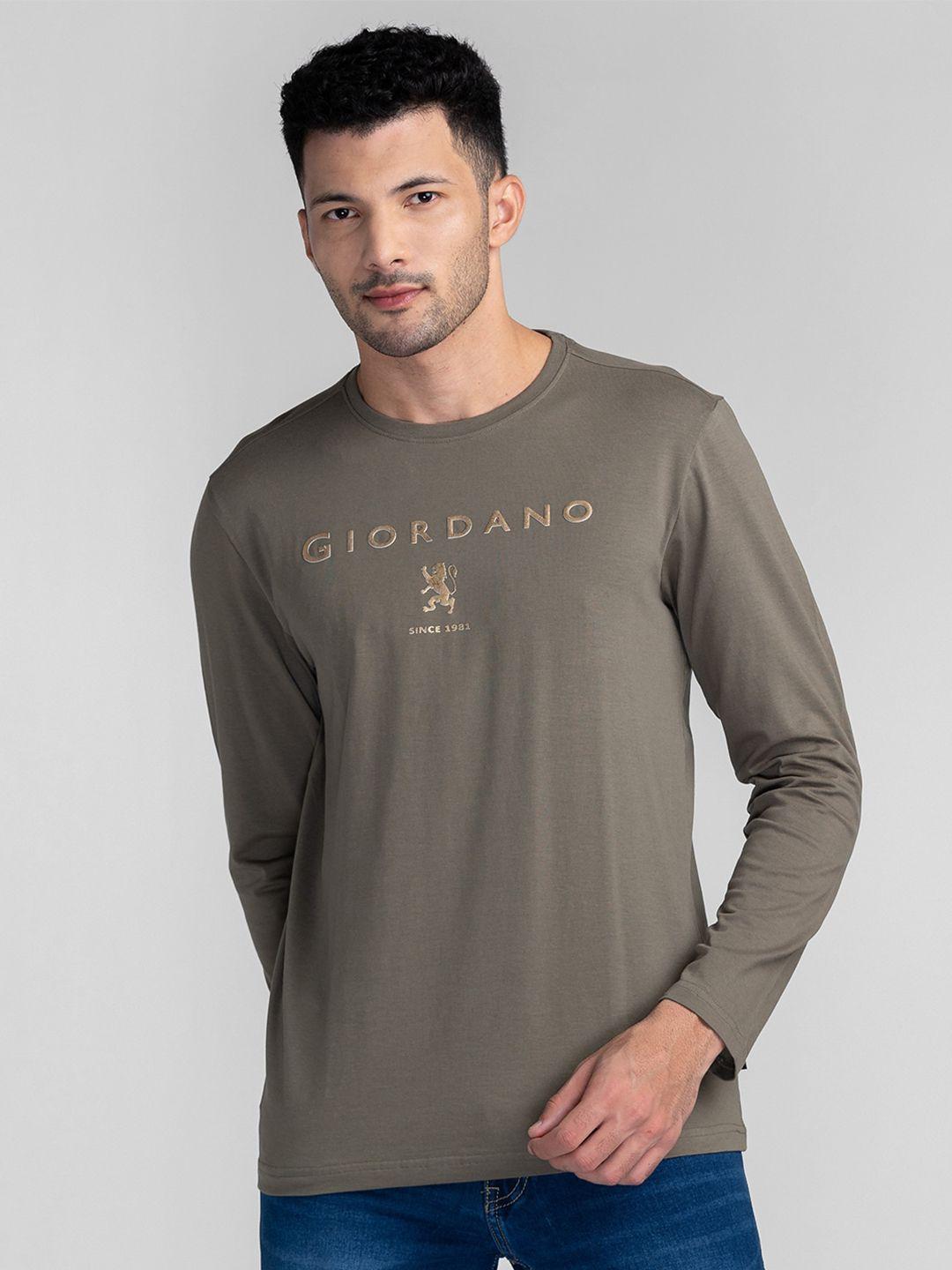 giordano brand logo printed bio finish slim fit cotton t-shirt