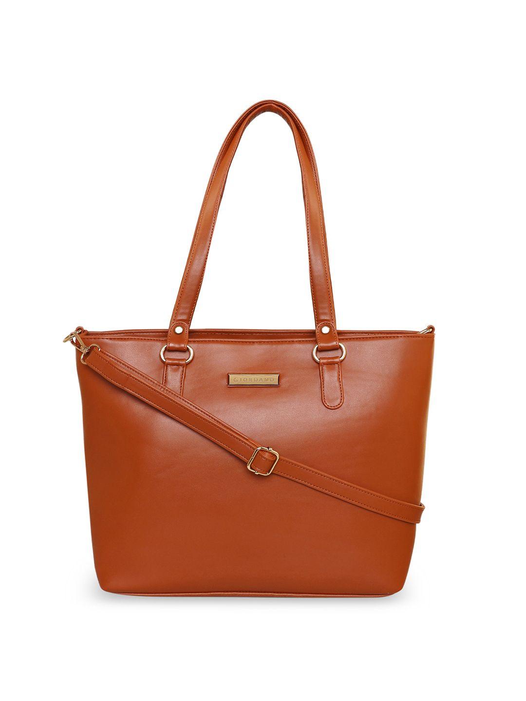 giordano brown pu oversized shopper shoulder bag