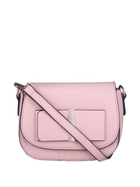 giordano carnival pink solid medium sling handbag