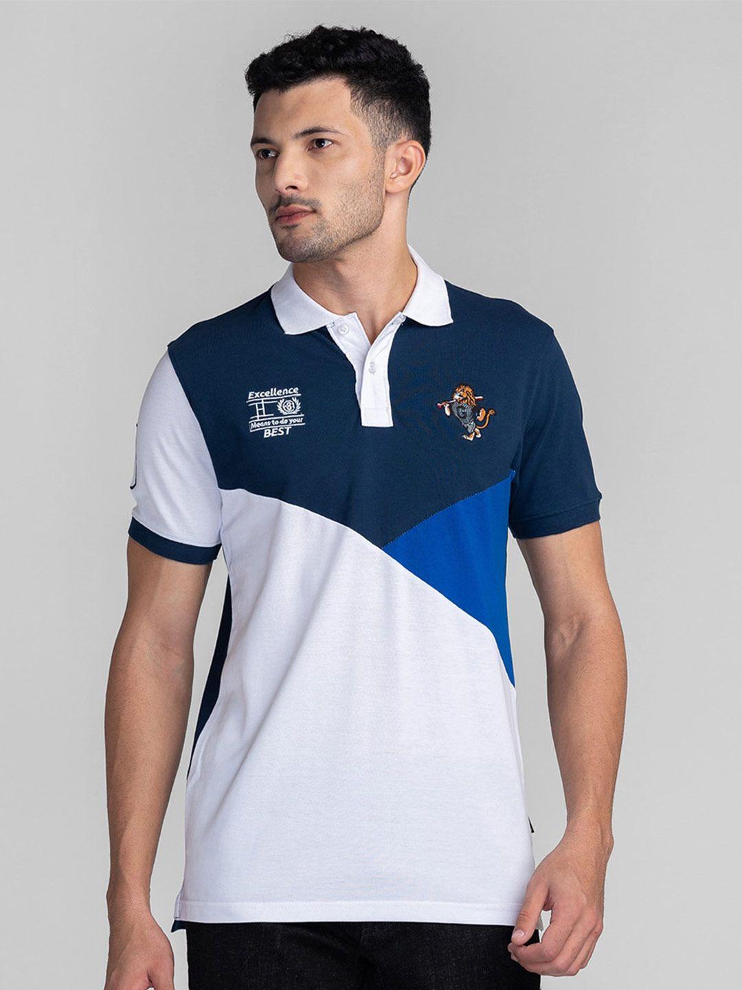 giordano colourblocked polo collar cotton slim fit t-shirt