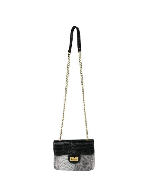 giordano interim grey & black textured medium sling handbag