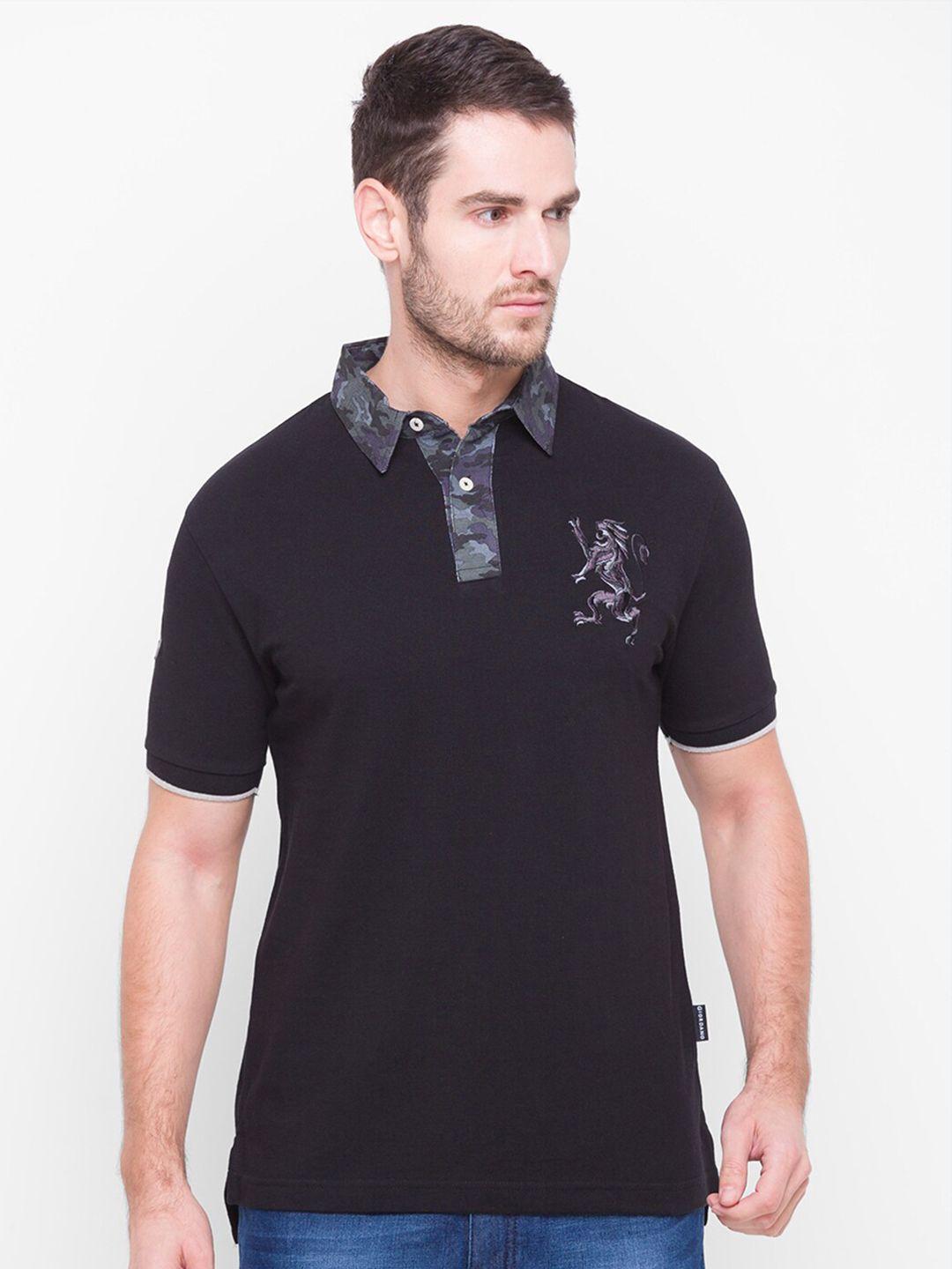 giordano men black polo collar slim fit t-shirt