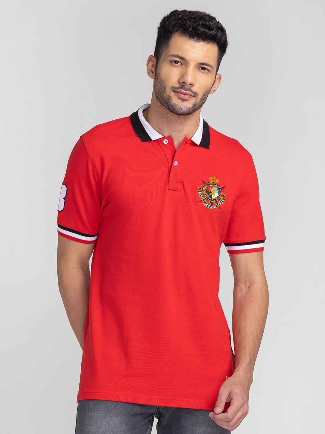 giordano men polo collar applique cotton slim fit t-shirt
