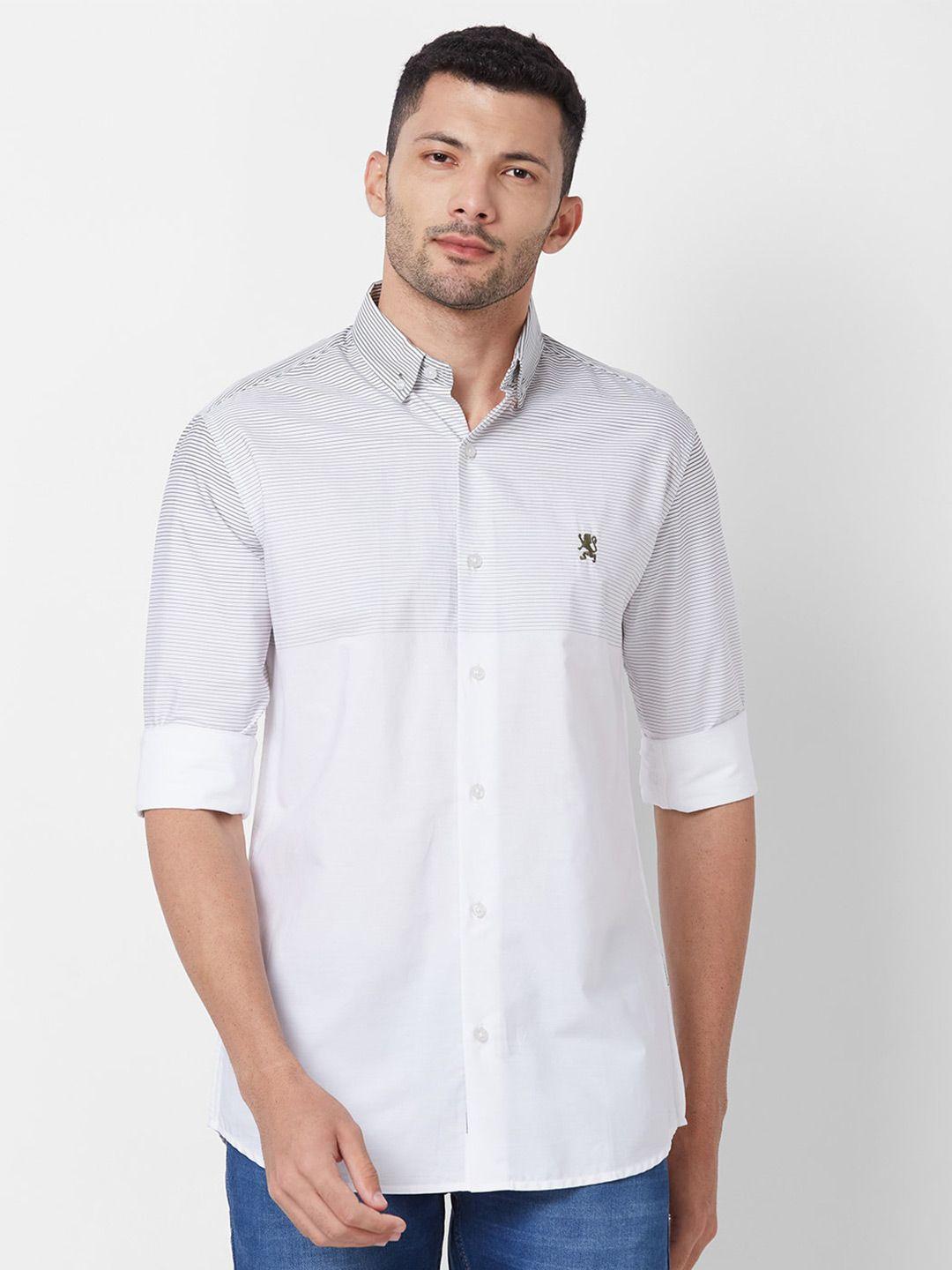 giordano slim fit striped button down collar pure cotton casual shirt