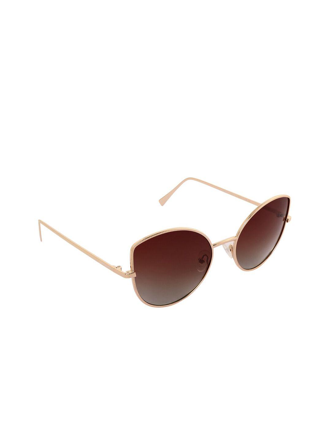 giordano women brown lens & gold-toned cateye sunglasses with polarised lens