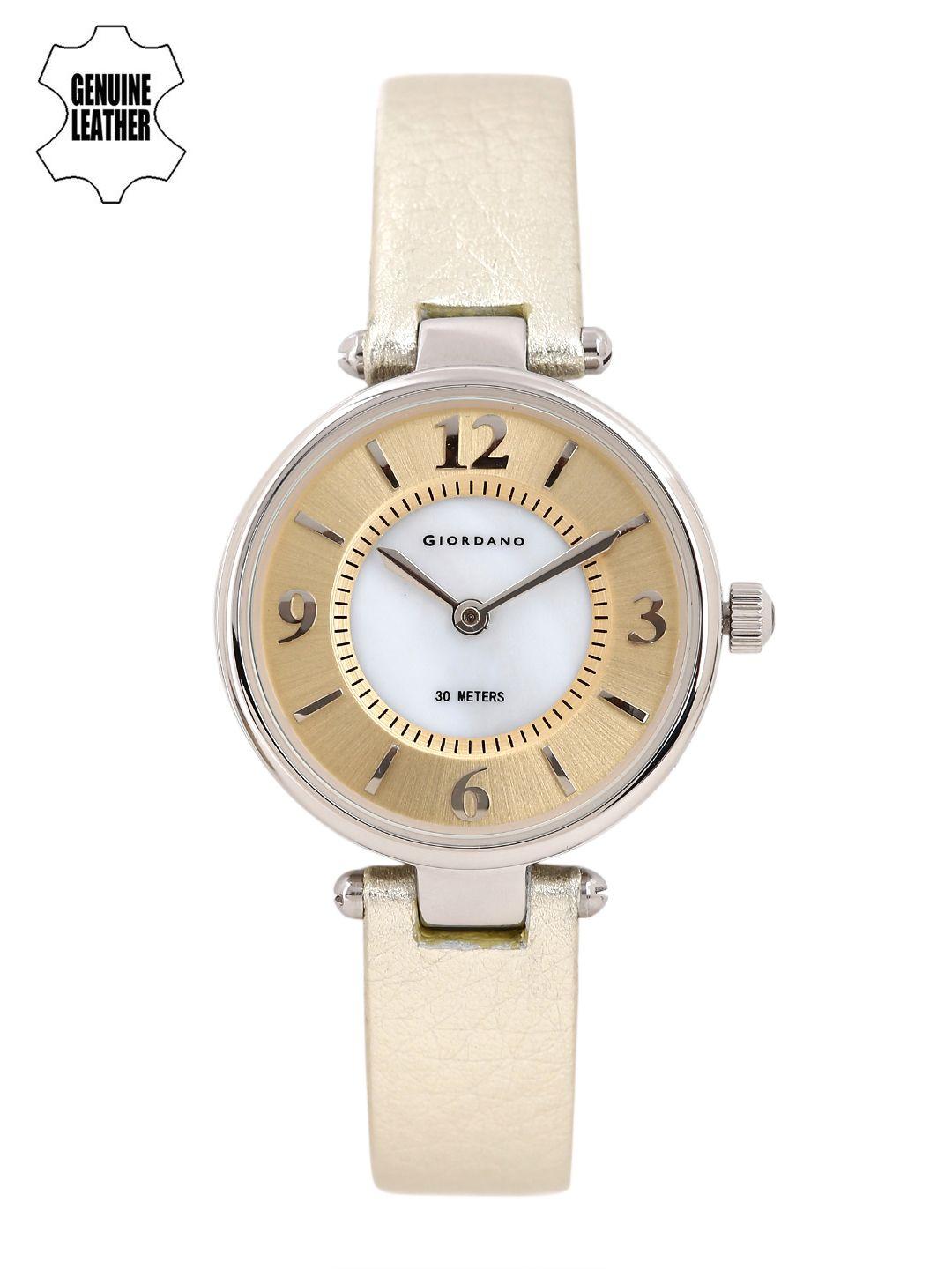 giordano women gold-toned & white analogue watch 2796-03
