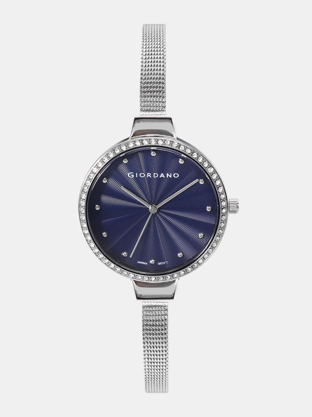 giordano women navy blue analogue watch 2979-22