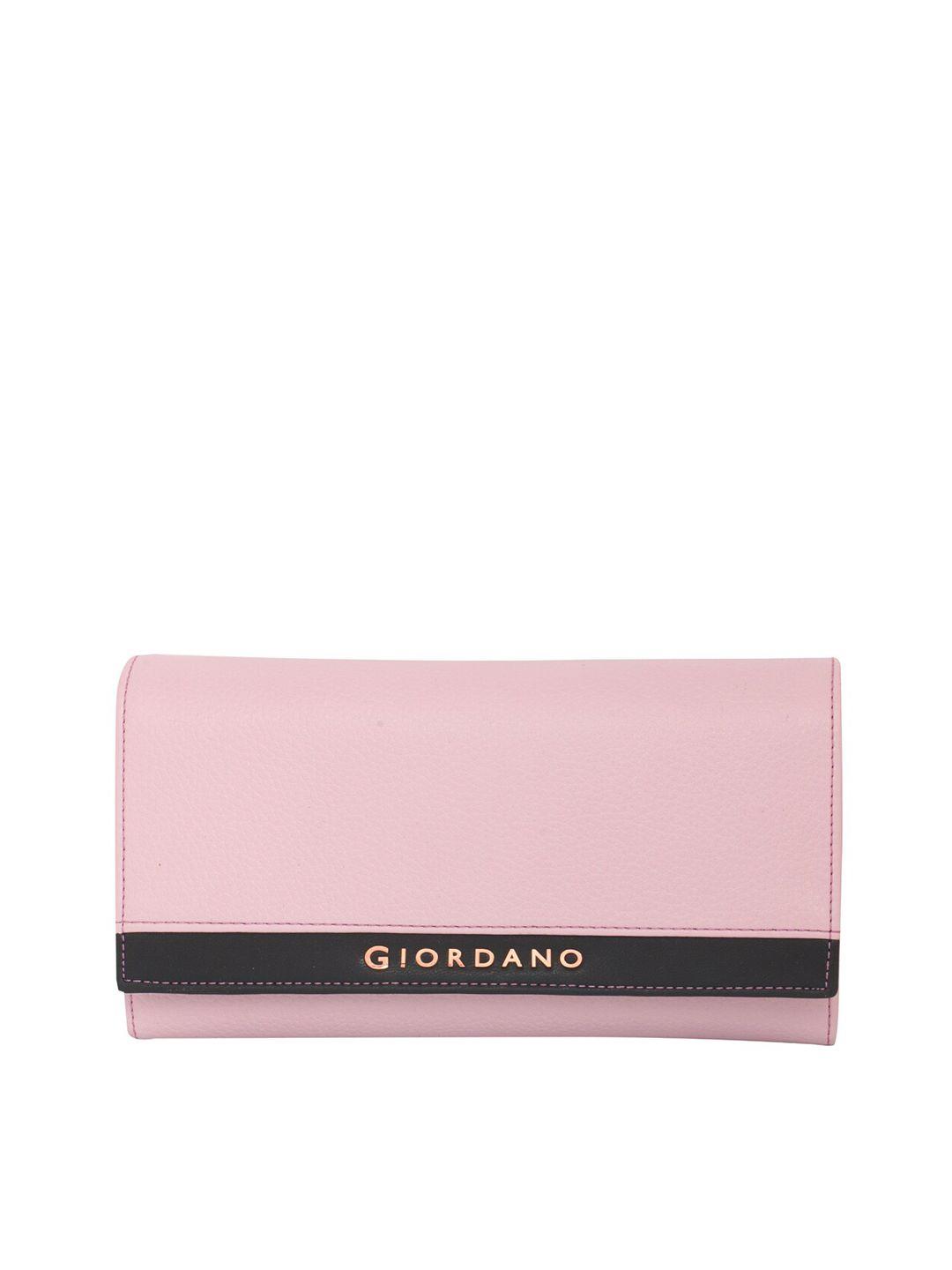 giordano women pink & black textured pu envelope