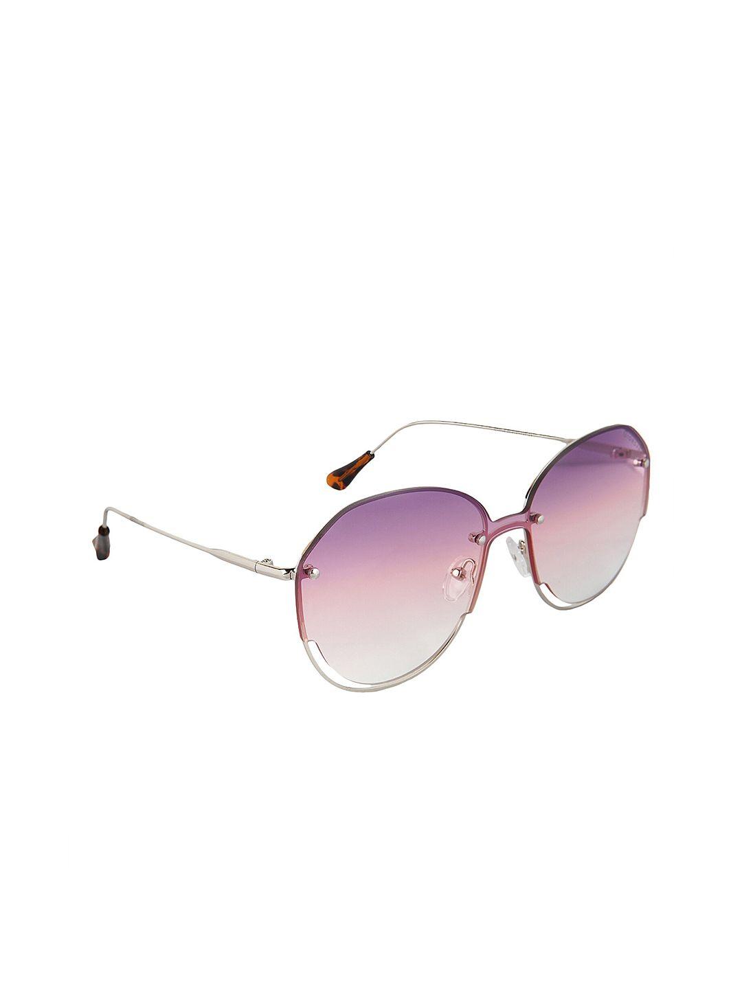 giordano women purple lens & silver-toned round sunglasses with polarised lens