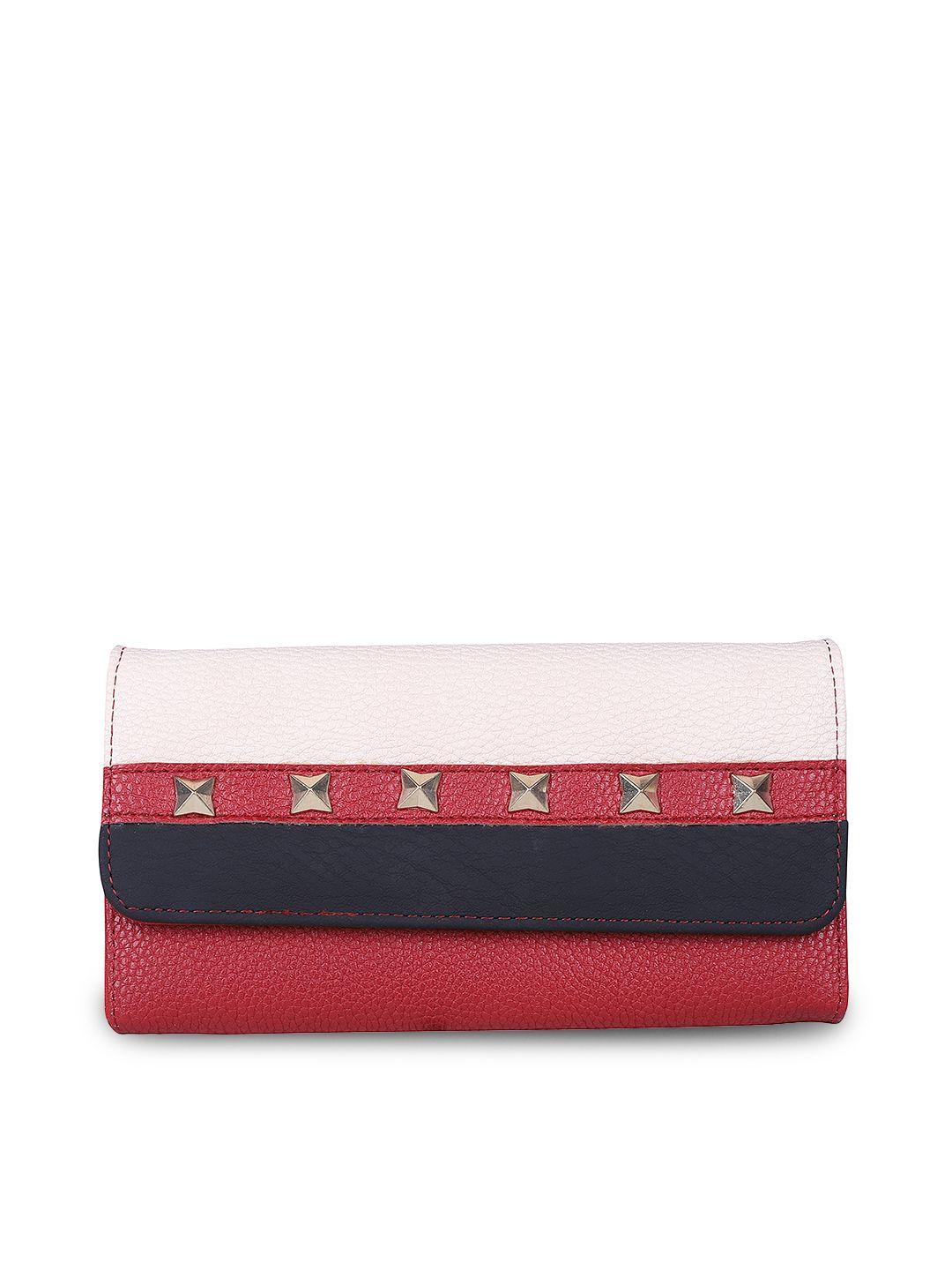giordano women red & black colourblocked three fold wallet