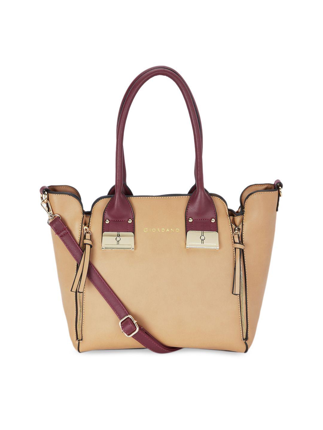 giordano beige colourblocked shoulder bag