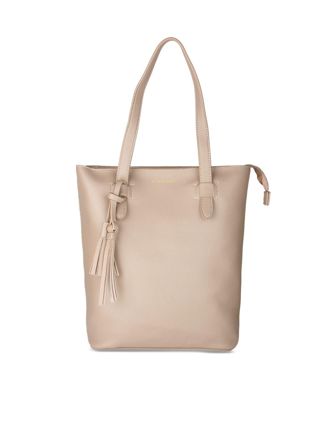 giordano beige solid tote bag