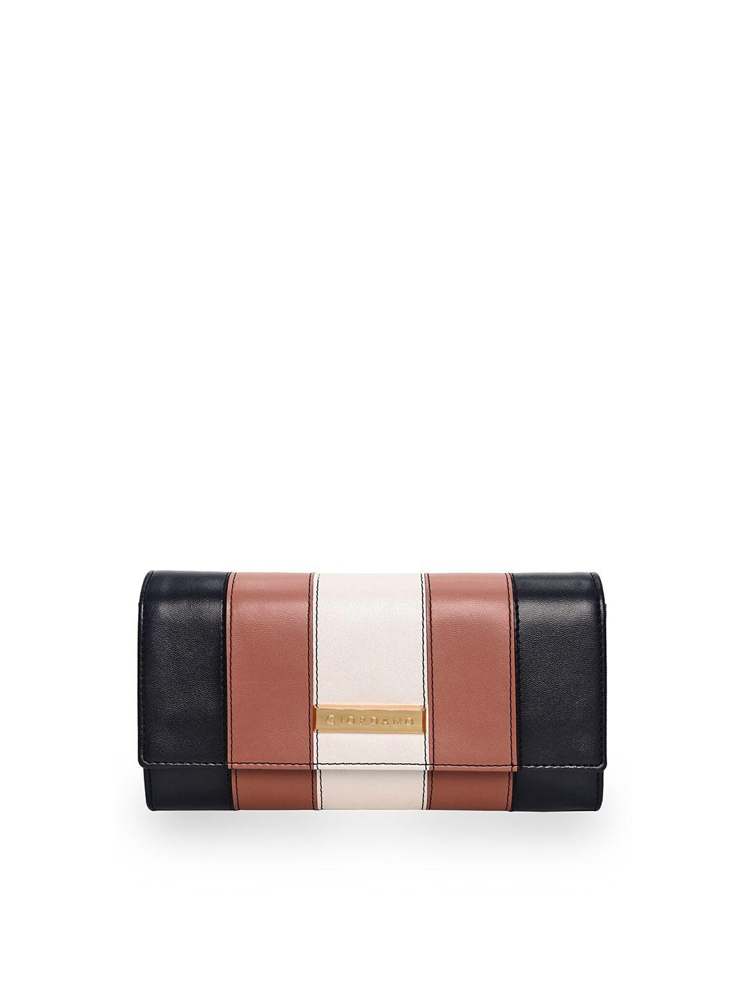 giordano black & brown colourblocked purse clutch
