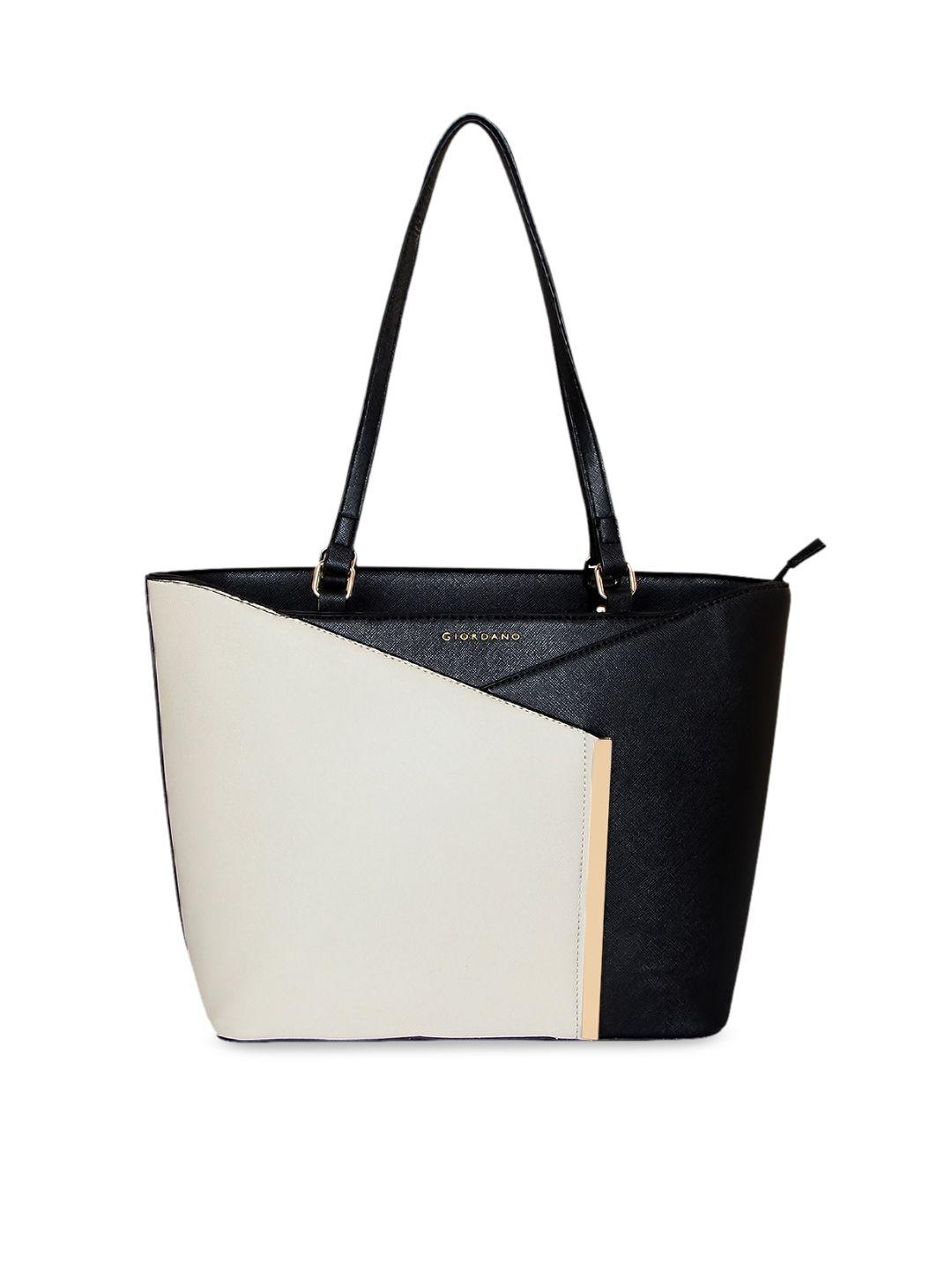 giordano black & off-white colourblocked shoulder bag