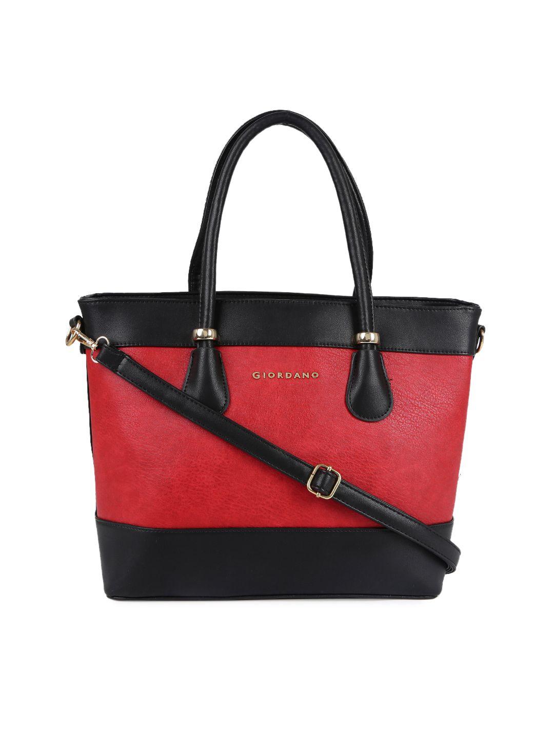 giordano black & red colourblocked shoulder bag