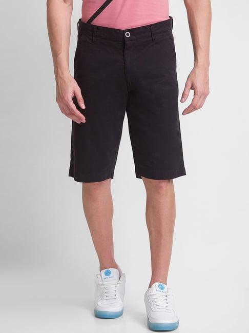 giordano black cotton slim fit shorts