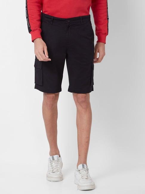 giordano black regular fit cargo shorts