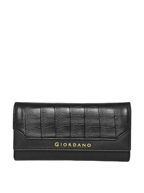 giordano black textured wallet for women