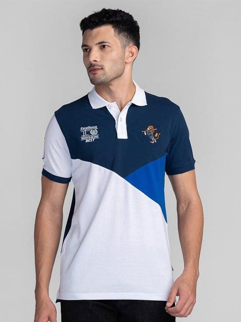 giordano blue & white slim fit polo t-shirt