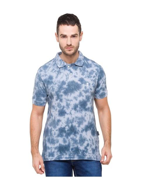 giordano blue slim fit printed polo t-shirt