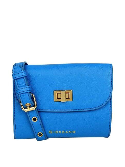 giordano blue textured medium sling handbag