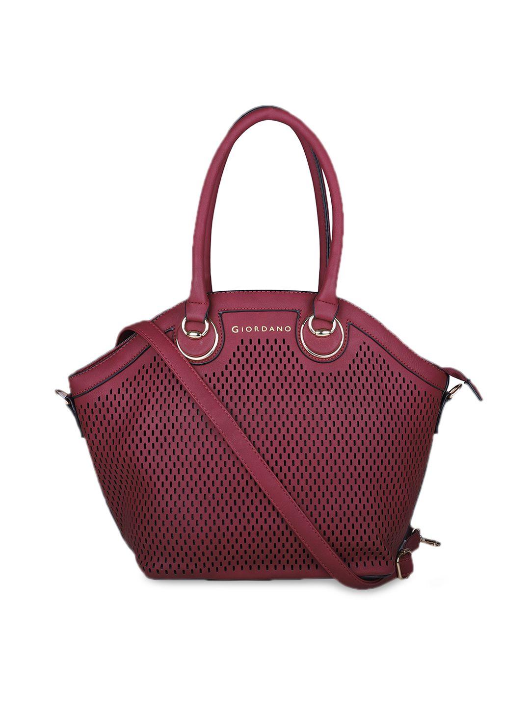 giordano burgundy-coloured textured handheld bag
