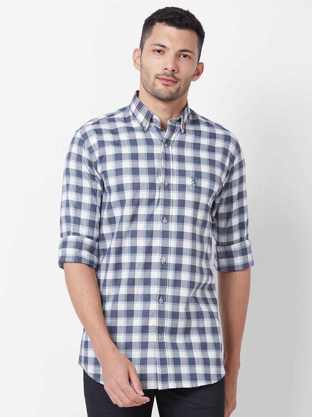 giordano checked button-down collar slim fit pure cotton casual shirt
