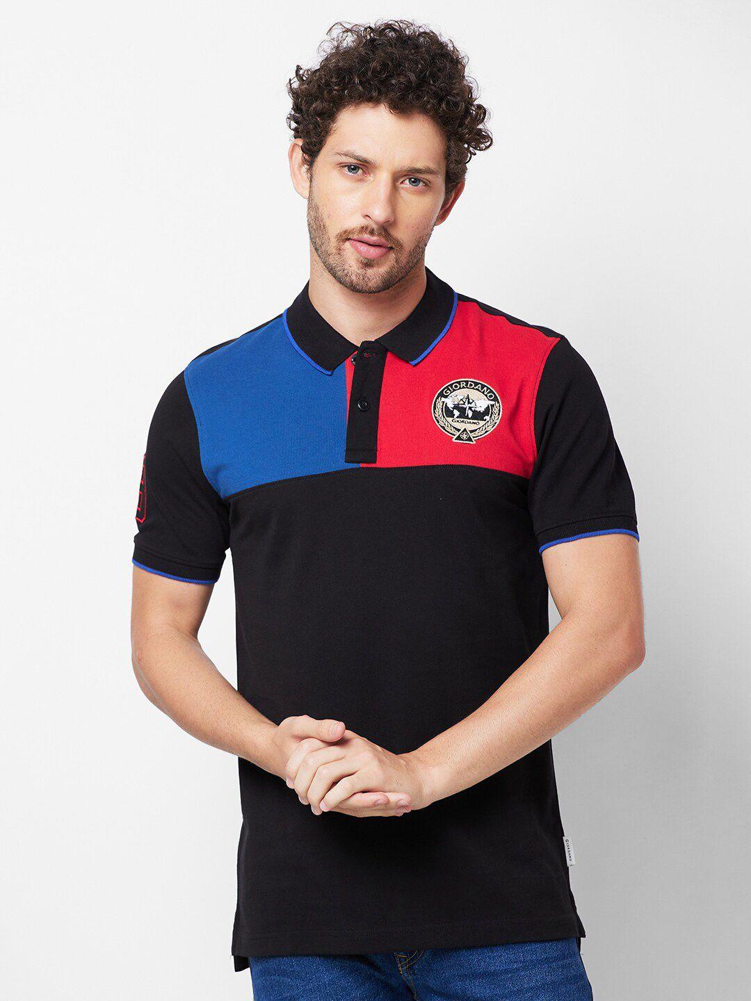 giordano colourblocked polo collar slim fit t-shirt