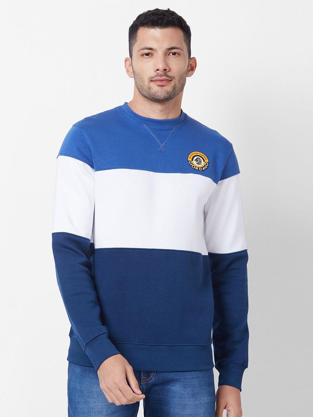 giordano colourblocked round neck applique sweatshirt