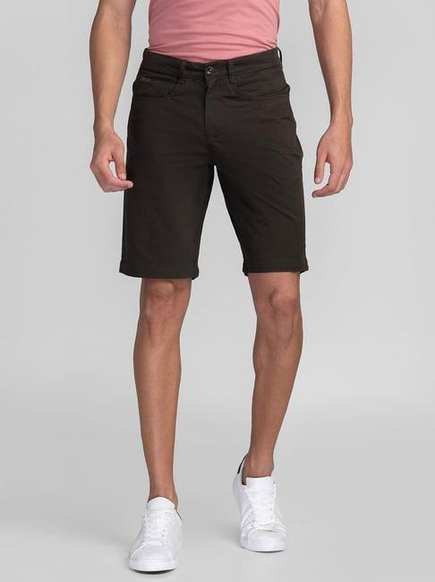 giordano dark olive slim fit chino shorts